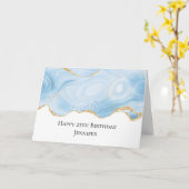 Carte Elégante Porte Bleue et Or Anniversaire (Fleur jaune)