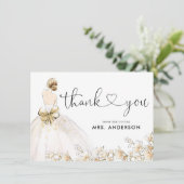 Carte Élégante robe de mariée robe or Fête des mariées f (Debout devant)