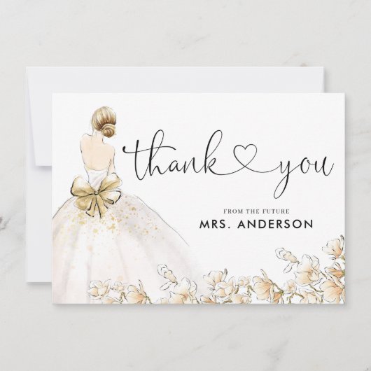 Carte Élégante robe de mariée robe or Fête des mariées f (Devant)