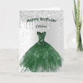 Carte Elégante robe verte Anniversaire (Devant)