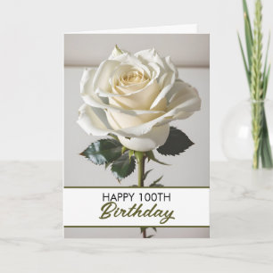 Carte Élégante Rose blanche 100e anniversaire