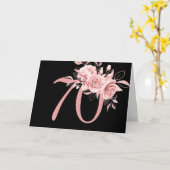 Carte Elégante Rose Gold Floral 70e fête d'anniversaire (Fleur jaune)