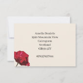 Carte Élégante Rose rouge insertion RSVP (Dos)