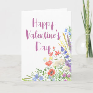 Carte Élégante Saint-Valentin botanique de fleurs sauvag