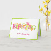 Carte Elégante saison de printemps Fleurs rose vert salu (Fleur jaune)