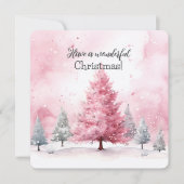 Carte Élégante Scène De Noël Rose En Hiver (Devant)