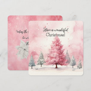 Carte Élégante Scène De Noël Rose En Hiver