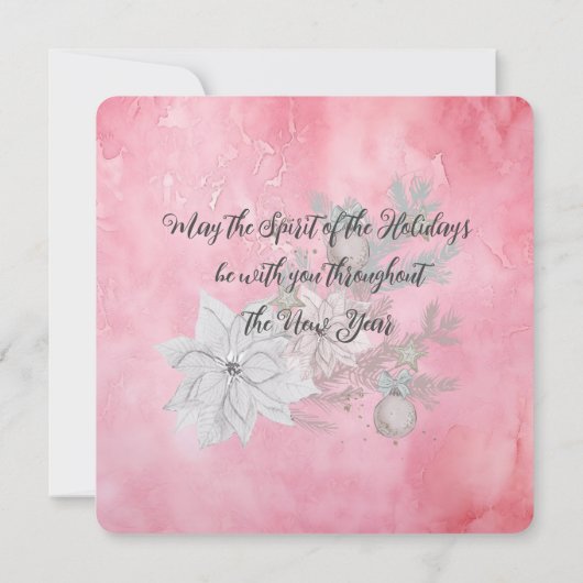 Carte Élégante Scène De Noël Rose En Hiver (Dos)