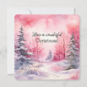 Carte Élégante Scène De Noël Rose En Hiver (Devant)