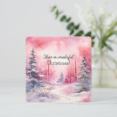 Carte Élégante Scène De Noël Rose En Hiver (Debout devant)