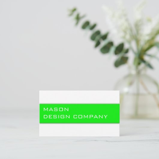 Carte élégante simple verte et blanche pour entrep (Debout devant)