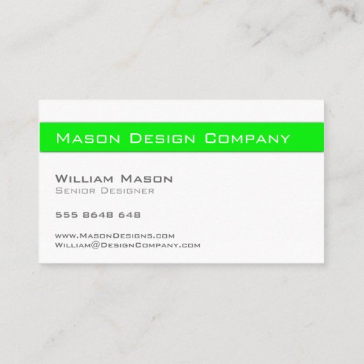 Carte élégante simple verte et blanche pour entrep (Dos)