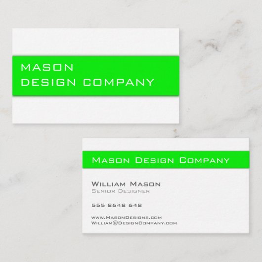 Carte élégante simple verte et blanche pour entrep (Devant / Derrière)
