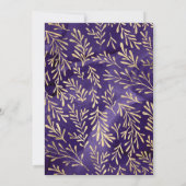 Carte Élégante Soirée Feuille Trunk Purple Gold (Dos)