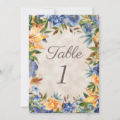 Carte Elégante table de Mariage Floral Orange Bleu (Devant)
