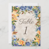 Carte Elégante table de Mariage Floral Orange Bleu (Dos)