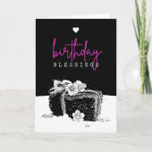 Carte Élégante tranche de gâteau d'anniversaire noir et (Devant)