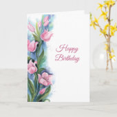 Carte Elégante Tulipes roses Fleurs Anniversaire (Fleur jaune)