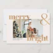 Carte Elégante Typographie Or Photo Joyeux Noël (Devant)