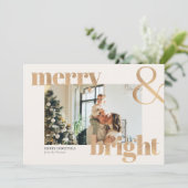 Carte Elégante Typographie Or Photo Joyeux Noël (Debout devant)