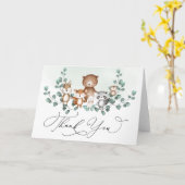 Carte Élégante végétation boisée Bébé Animaux Merci (Fleur jaune)