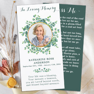 Carte Élégante verdure Mémorial Photo Prière funéraire