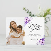 Carte Élégante Violet Amour Plat Enregistrer La Da (Debout devant)