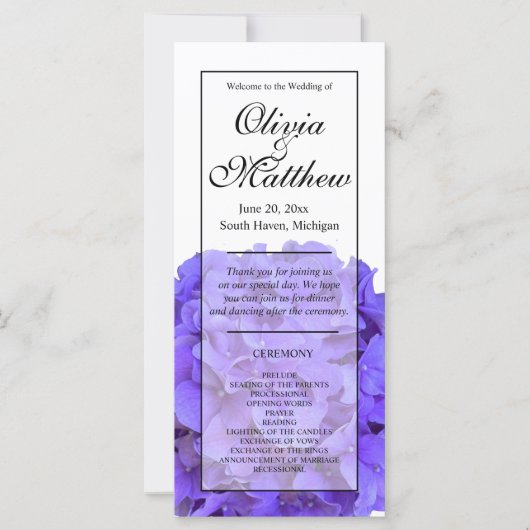 Carte Elégantes hydrangées florales violettes (Devant)