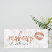 Carte Élégantes lèvres en or rose en cuivre et maquillag (Debout devant)