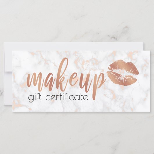 Carte Élégantes lèvres en or rose en cuivre et maquillag (Devant)