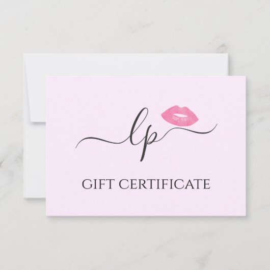 Carte Élégantes lèvres roses manuscrites calligraphie de (Devant)