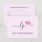 Carte Élégantes lèvres roses manuscrites calligraphie de (Devant / Derrière)