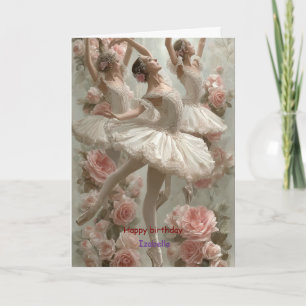 Carte Élégantes Roses de Ballerine Florale pour Annivers