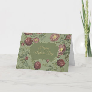 Carte Élégantes roses de jardin vintage Bonne fête des m
