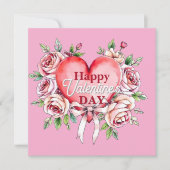 Carte Élégantes Roses Romantiques et Saint-Valentin du C (Devant)