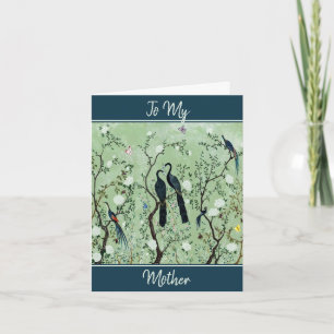 Carte Élégants oiseaux vintage pour la fête des mères