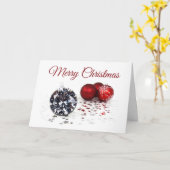 Carte Élégants ornements de Noël en diamant et rouge (Fleur jaune)