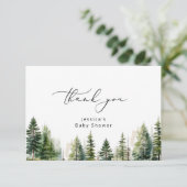 Carte Élégants pins de la forêt bébé douche merci (Debout devant)