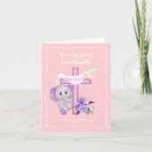 Carte Élément de bébé rose éléphant avec colombe et bapt (Devant)
