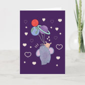 Carte Élément et Lapin Montgolfière spatiale | Fantaisis (Devant)