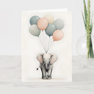 Carte Élément minimaliste de style boho éléphant avec ba