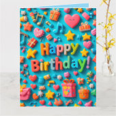 Carte Éléments colorés de célébration d'anniversaire (Fleur jaune)