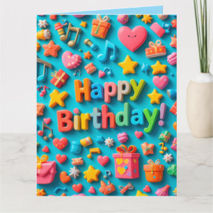 Carte Éléments colorés de célébration d'anniversaire