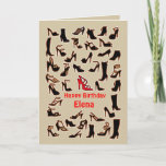 Carte Elena Shoes Happy Birthday Card<br><div class="desc">"Here's a birthday card for a one-of-a-kind sister".  You can customize this card for any relationship as well as change the name on the front and inside of this card.</div>