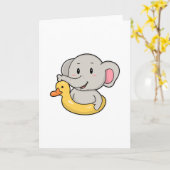 Carte Éléphant à la baignade avec bouée (Fleur jaune)