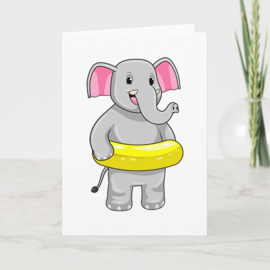 Carte Éléphant à la baignade avec Bouée (Devant)