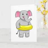 Carte Éléphant à la baignade avec Bouée (Fleur jaune)