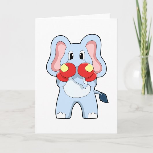 Carte Éléphant à la boxe avec des gants de boxe (Devant)