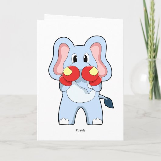 Carte Éléphant à la boxe avec gants de boxe (Dos)
