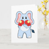 Carte Éléphant à la boxe avec gants de boxe (Fleur jaune)
